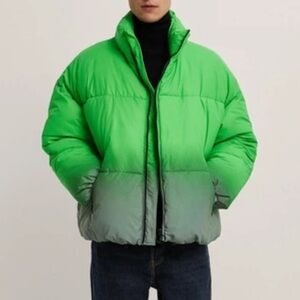 Zara Green Gradient Men's Puffer Jacket